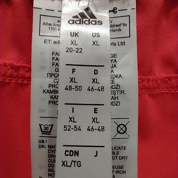 adidas running shorts size chart